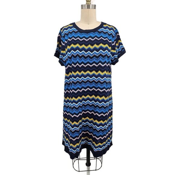 NWOT Missoni for Target Short Knit Dress Womens XL Navy Yellow Chevron - Picture 1 of 7